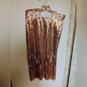 Vici Gold Sequin Pencil Midi Skirt